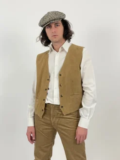 Gilet Rifle vintage in camoscio