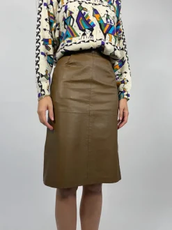 Gonna a tubino in pelle anni '80