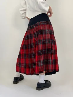 Gonna lunga in lana tartan anni '70