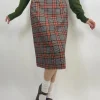 Gonna midi in lana tartan