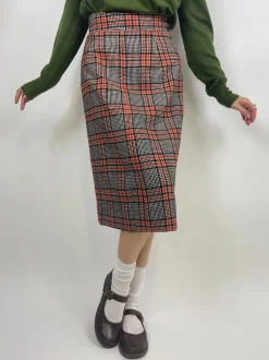 Gonna midi in lana tartan