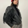 Leather jacket con frange anni '80