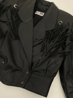 Leather jacket con frange anni '80