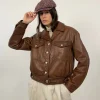 Leather jacket cropped interno in pelliccia