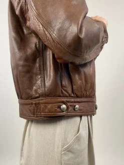 Leather jacket cropped interno in pelliccia