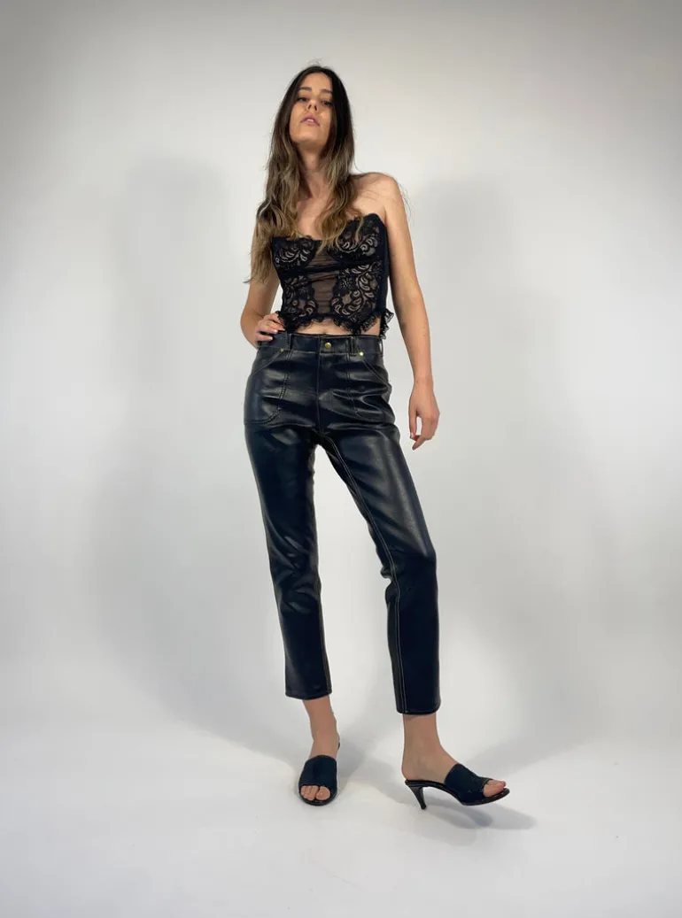 Pantaloni a sigaretta in vera pelle anni '60