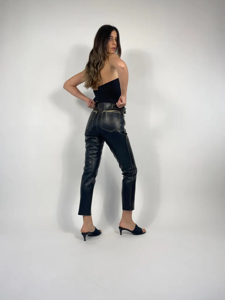 Pantaloni a sigaretta in vera pelle anni '60