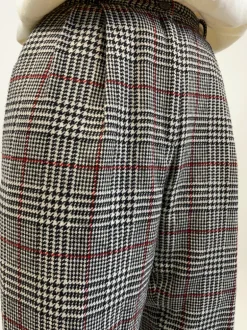 Pantaloni a sigaretta Principe di Galles in lana