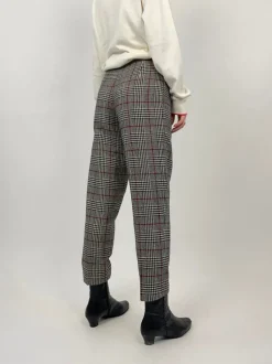 Pantaloni a sigaretta Principe di Galles in lana