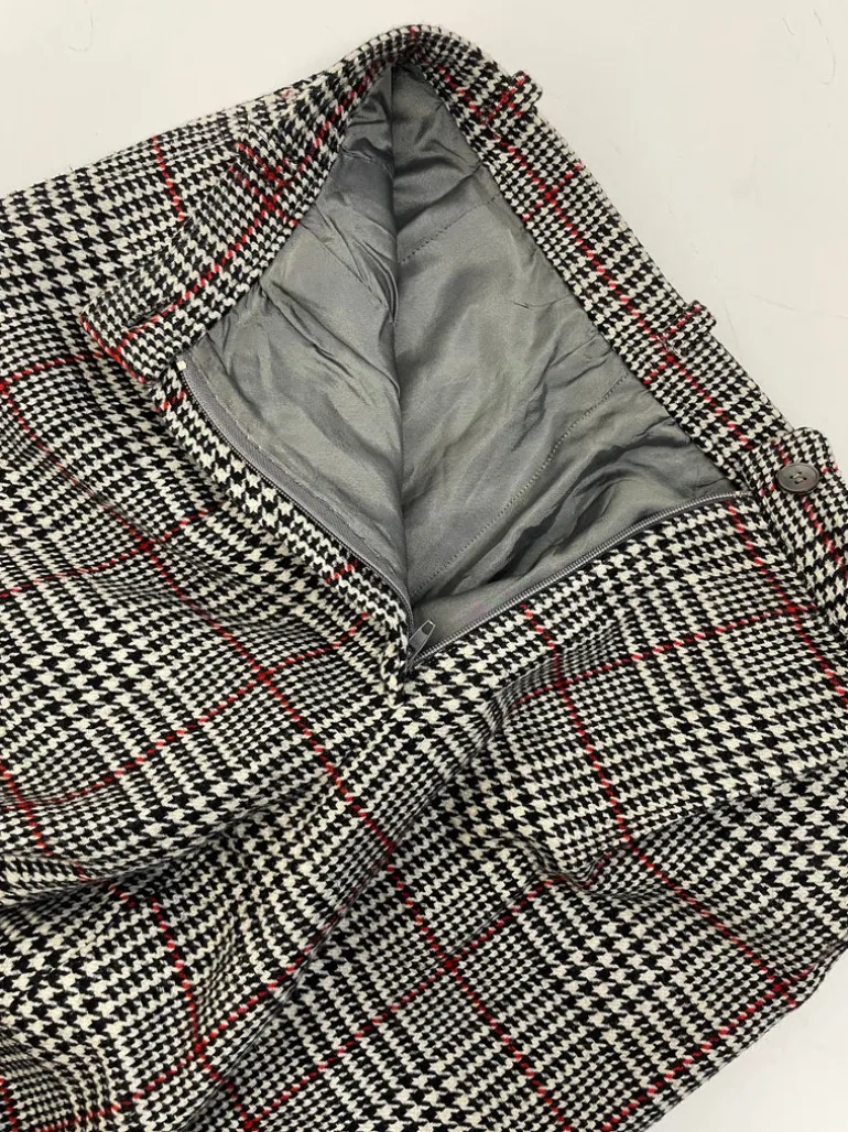 Pantaloni a sigaretta Principe di Galles in lana