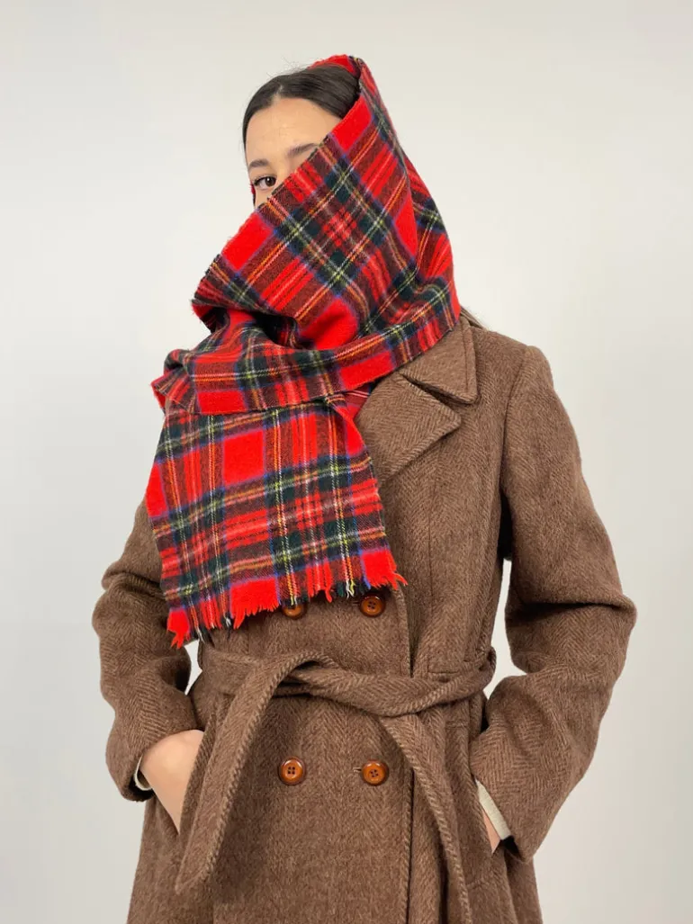 Sciarpa vintage in lana tartan