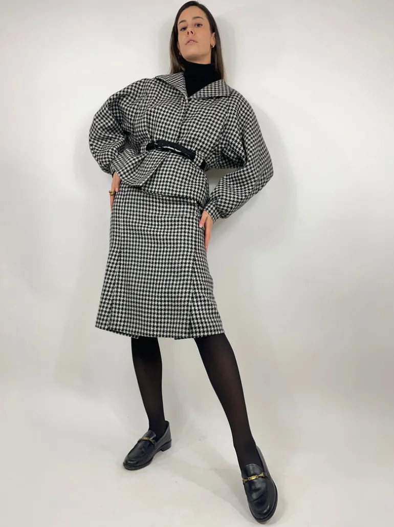 Tailleur 1980 pura lana pied de poule