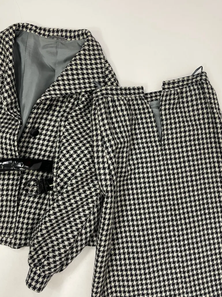 Tailleur 1980 pura lana pied de poule
